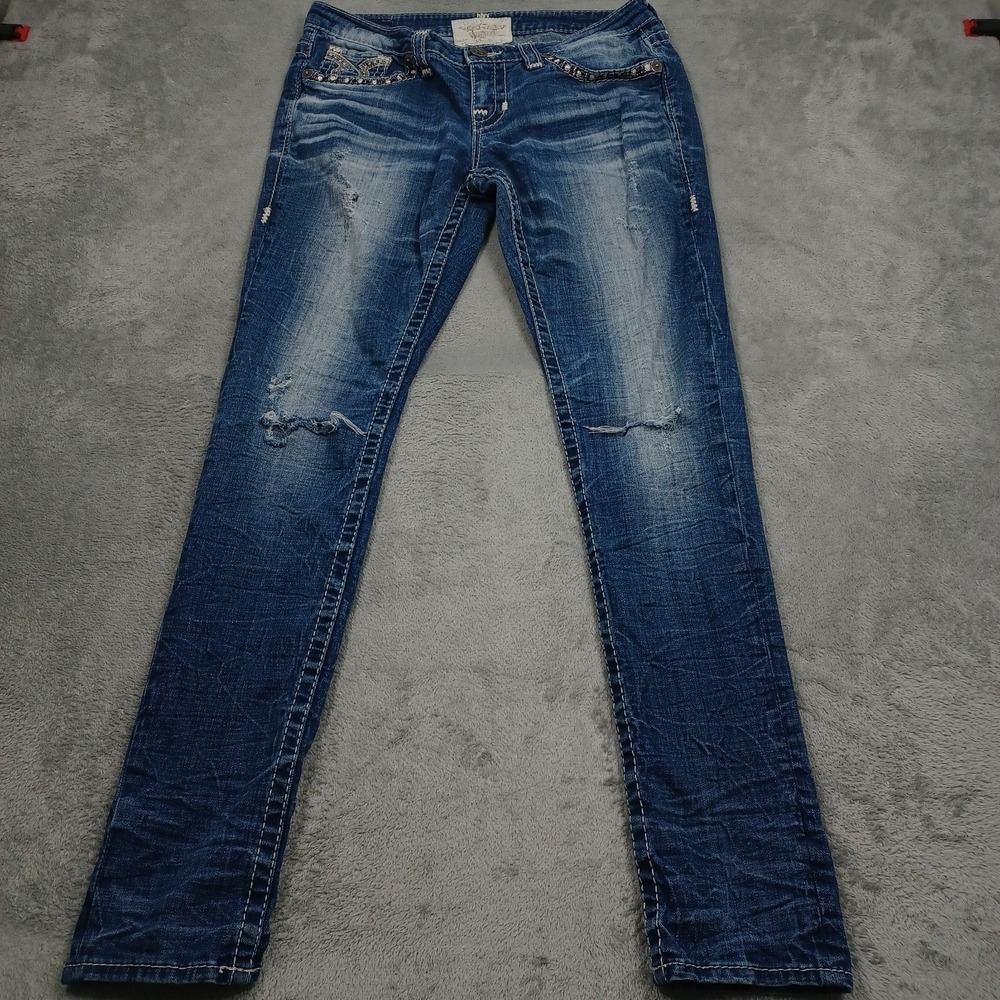 Big Star Jeans Womens‎ 30 Blue Denim Skinny Jenae Western Distressed